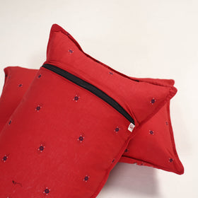 Red - jacquard pillow covers (set of 2) 77 - handcrafted