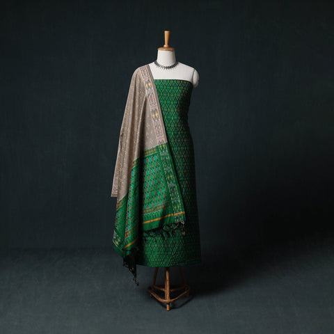Pochampally Ikat Handwoven Sico 2pc Unstitched Dress Material Kurta Set 50