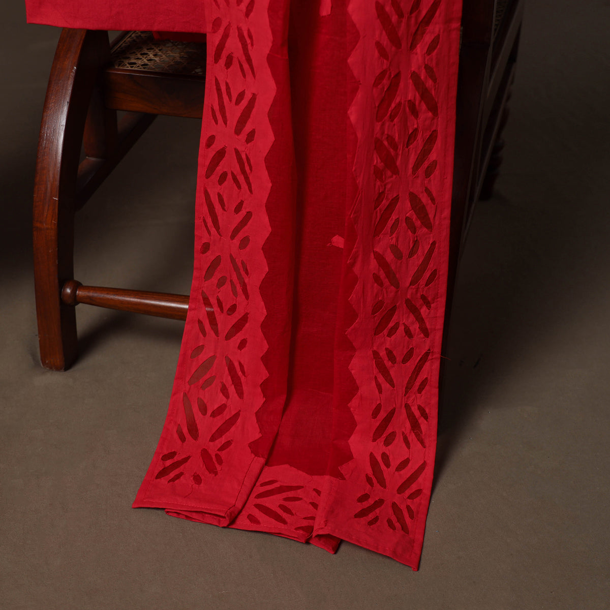 Applique Cutwork Cotton Unstitched Dress Material: Kurta, Bottom & Dupatta  06