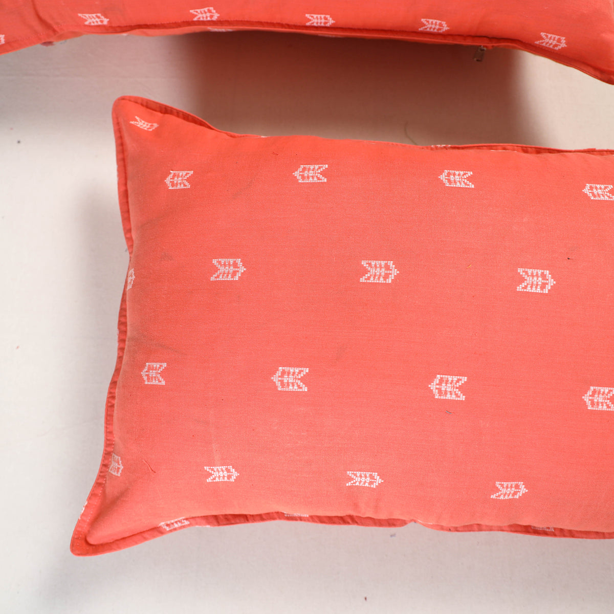 Peach - jacquard pillow covers (set of 2) 78 - handcrafted