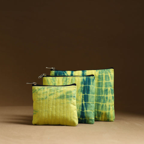 Yellow - handmade cotton multipurpose utility pouches (set