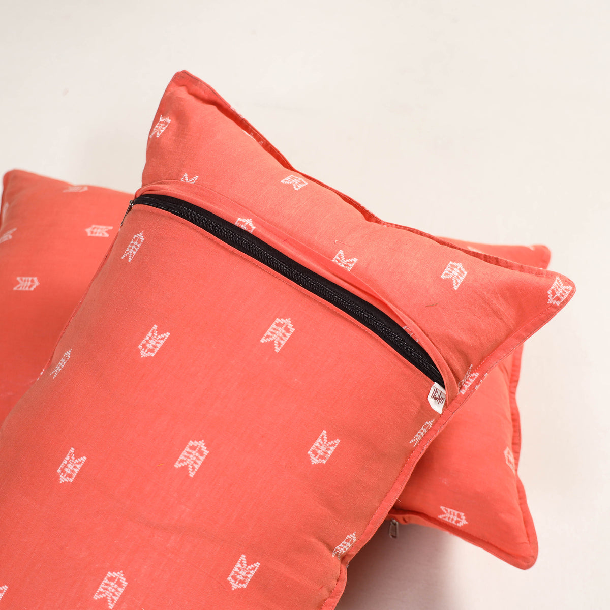 Peach - jacquard pillow covers (set of 2) 78 - handcrafted