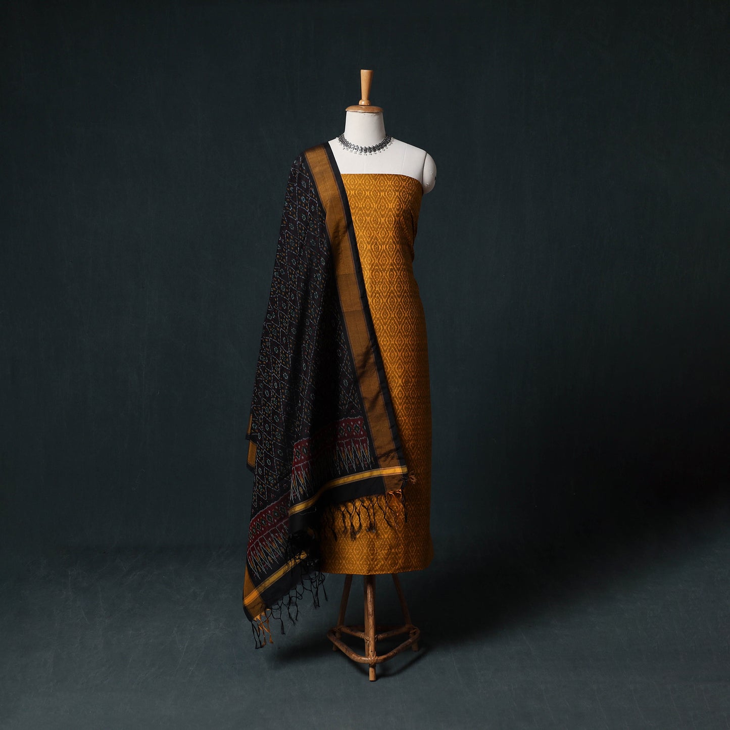 Pochampally Ikat Handwoven Sico 2pc Unstitched Dress Material Kurta Set 51