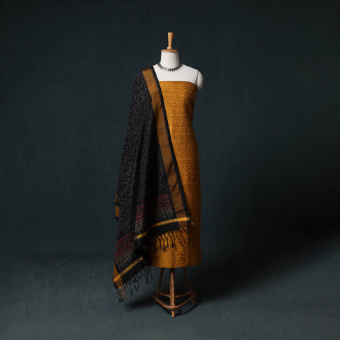 Pochampally Ikat Handwoven Sico 2pc Unstitched Dress Material Kurta Set 51