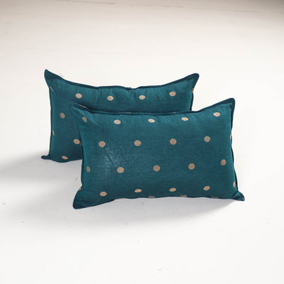 Blue - jacquard pillow covers (set of 2) 79 - handcrafted