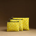 Yellow - handmade cotton multipurpose utility pouches (set