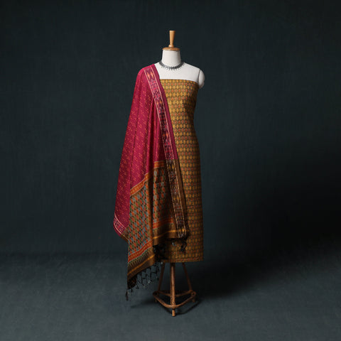 Pochampally Ikat Handwoven Sico 2pc Unstitched Dress Material Kurta Set 52
