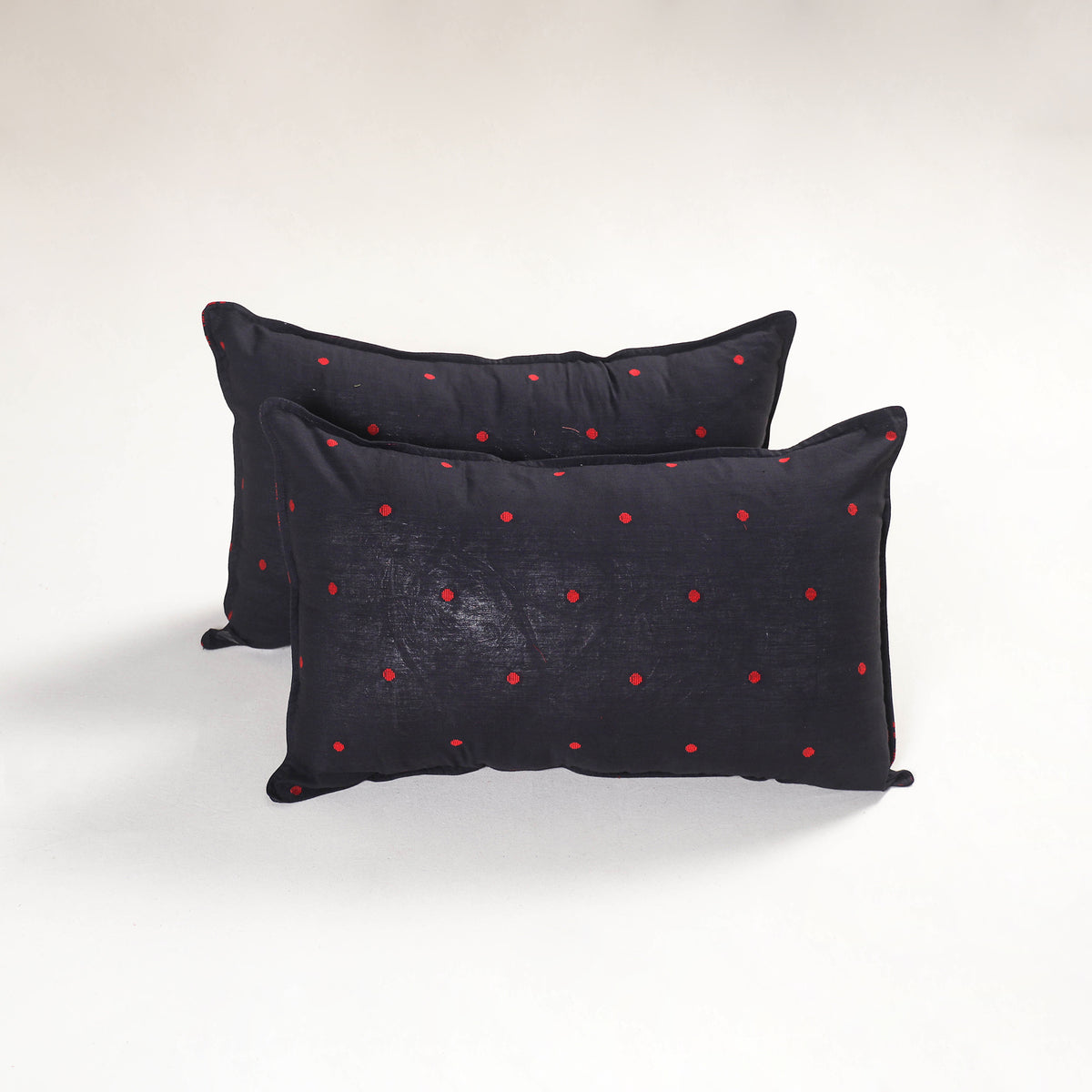 Black - jacquard pillow covers (set of 2) 80 - handcrafted
