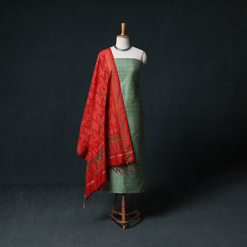 Pochampally Ikat Handwoven Sico 2pc Unstitched Dress Material Kurta Set 53