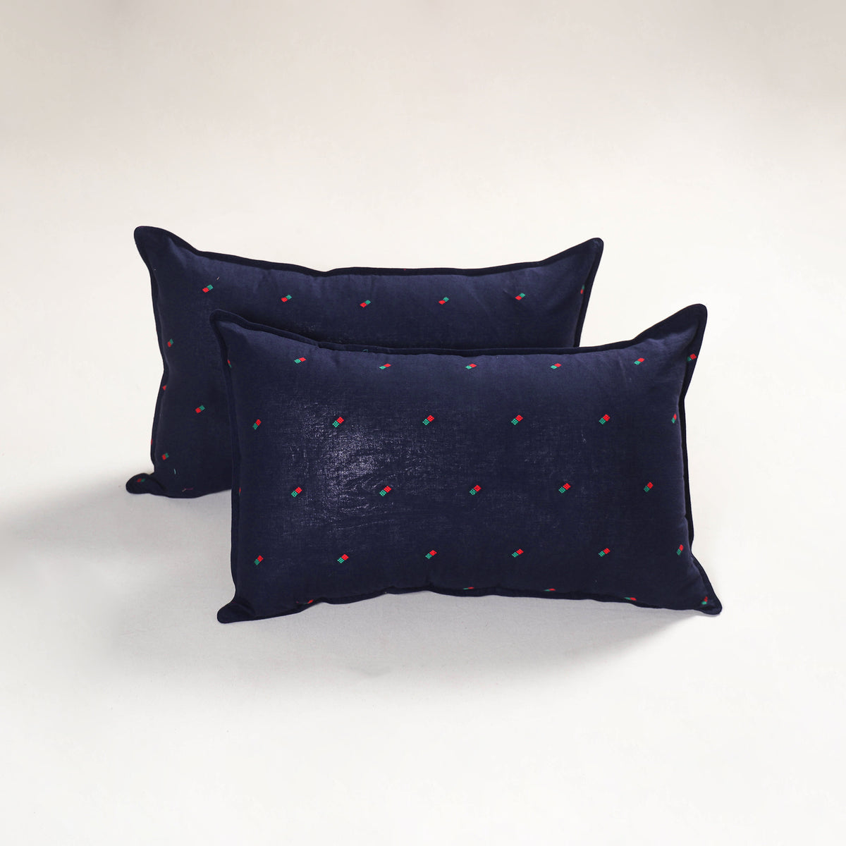Blue - jacquard pillow covers (set of 2) 81 - handcrafted