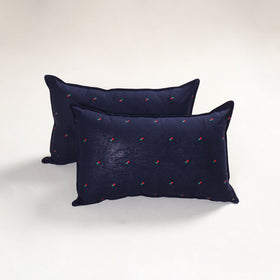 Blue - jacquard pillow covers (set of 2) 81 - handcrafted