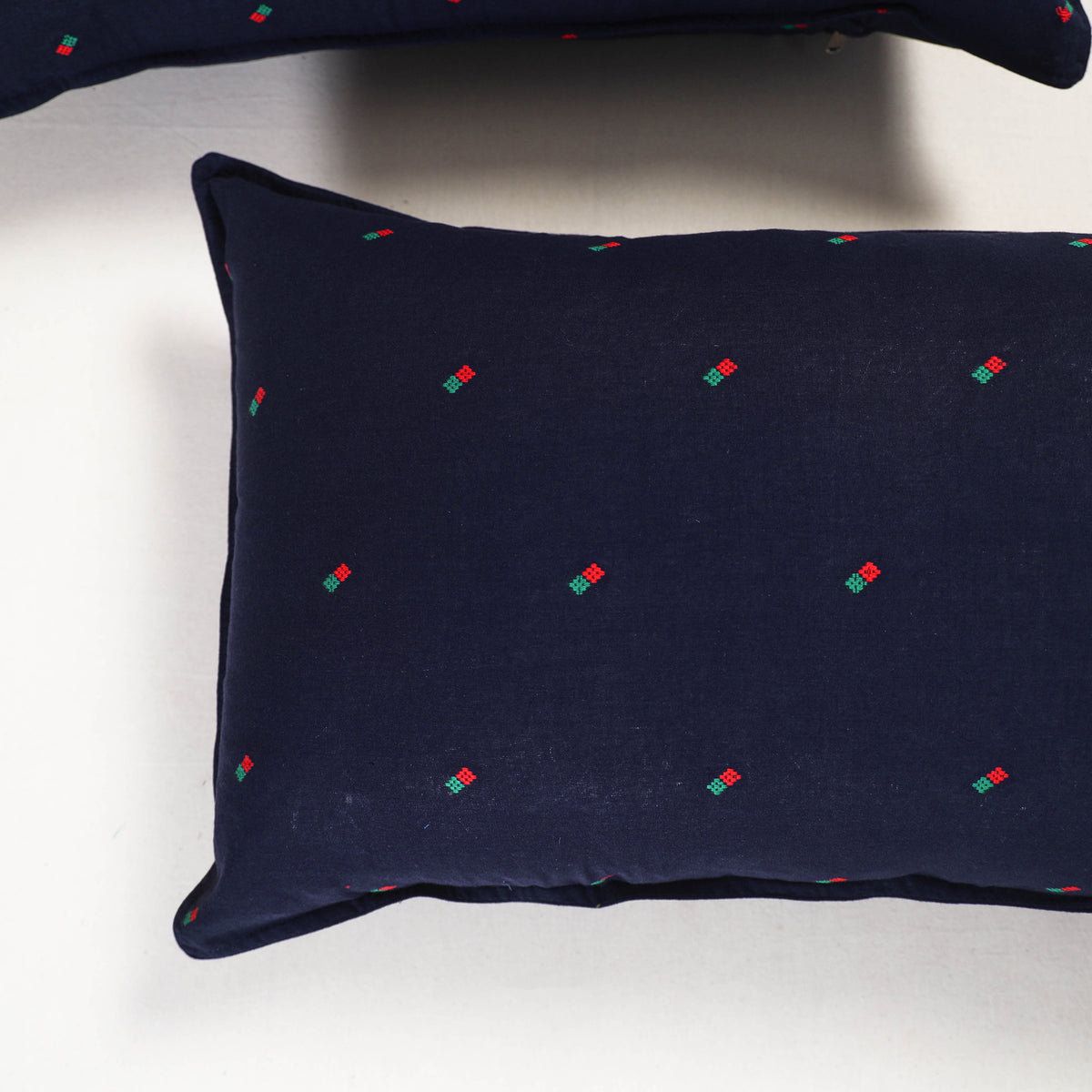 Blue - jacquard pillow covers (set of 2) 81 - handcrafted