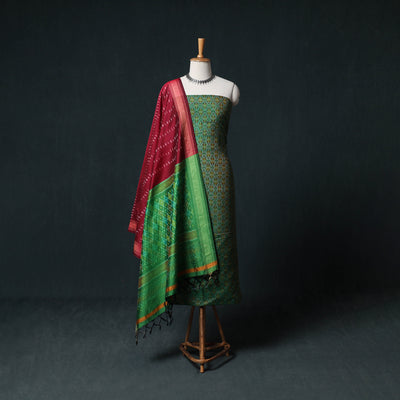 Pochampally Ikat Handwoven Sico 2pc Unstitched Dress Material Kurta Set 54