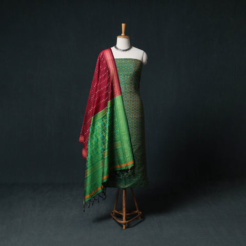 Pochampally Ikat Handwoven Sico 2pc Unstitched Dress Material Kurta Set 54