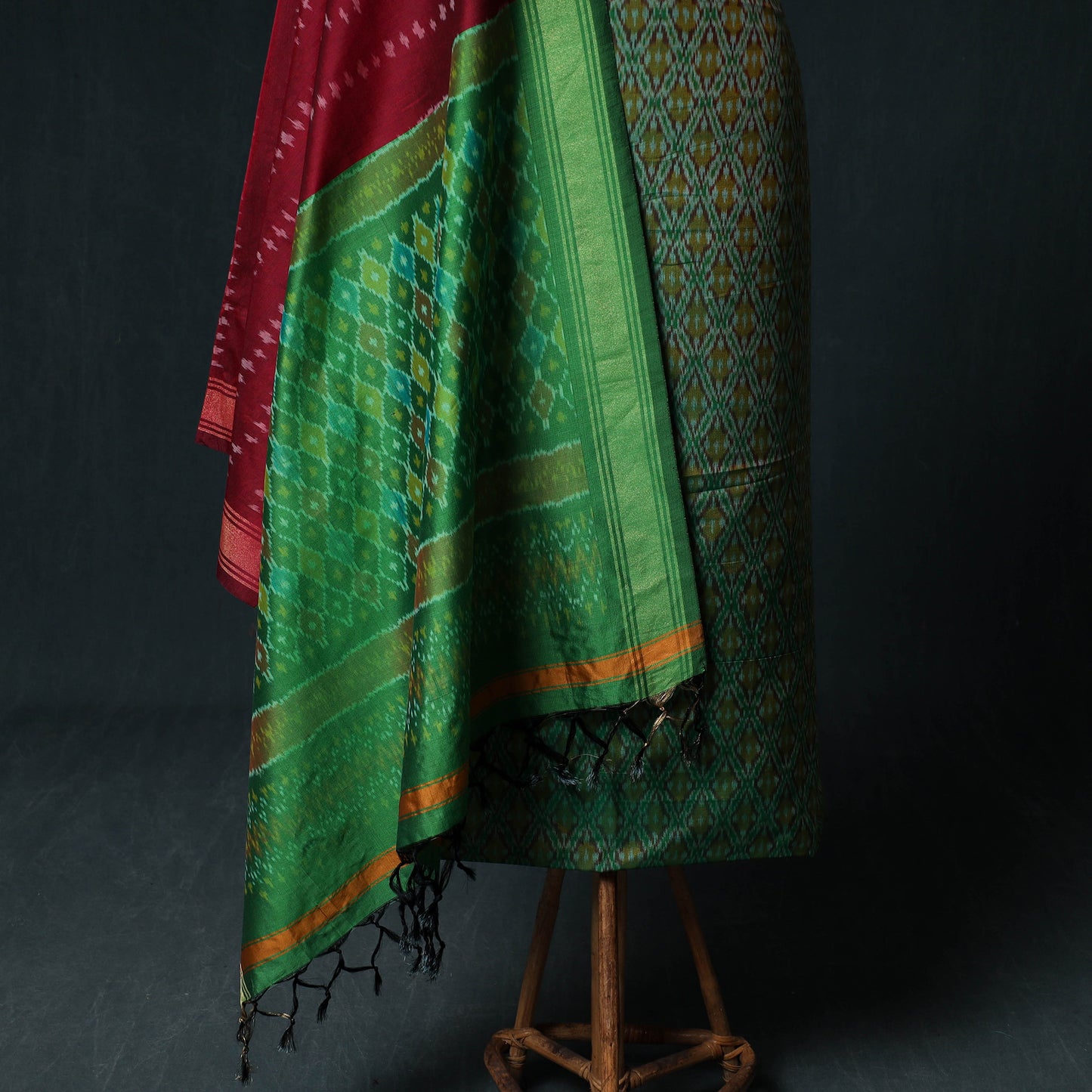 Pochampally Ikat Handwoven Sico 2pc Unstitched Dress Material Kurta Set 54
