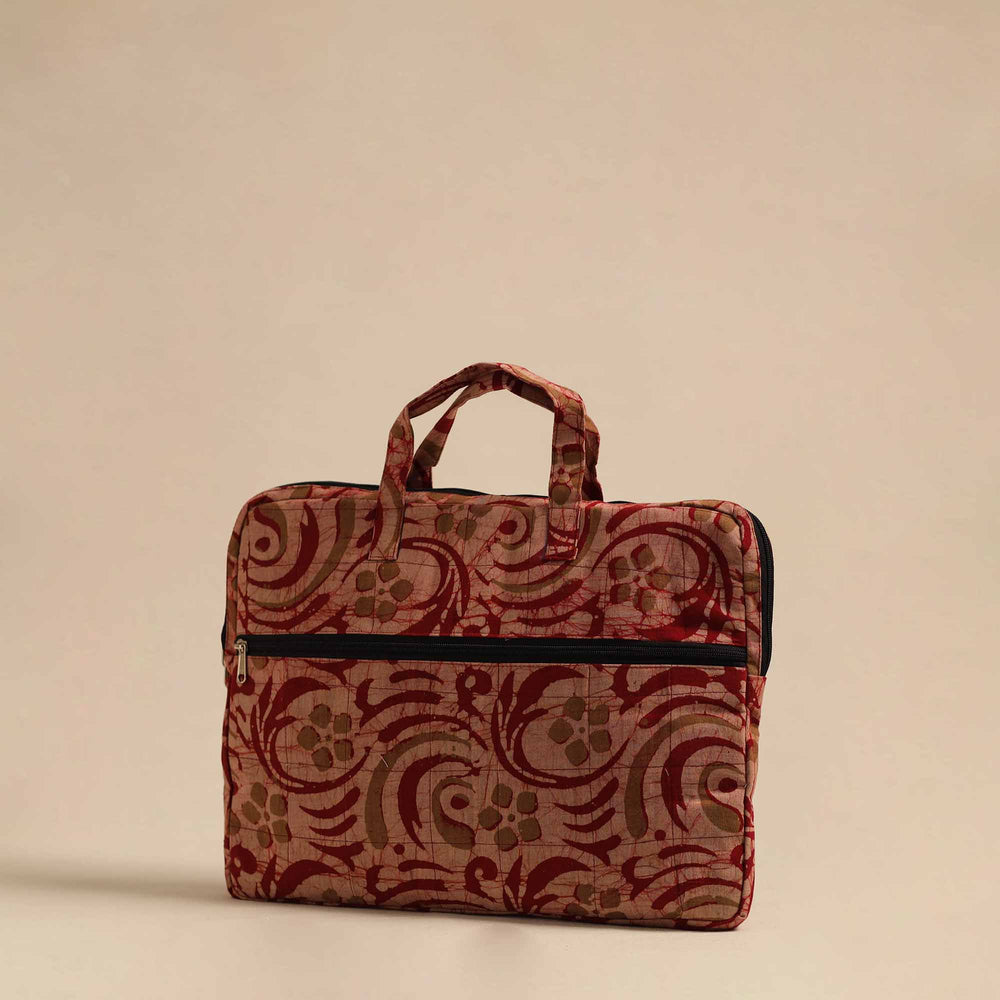 Maroon - Handmade Quilted Cotton Laptop Bag 03