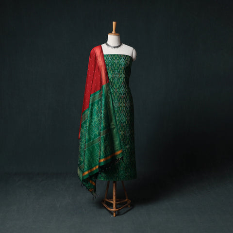 Pochampally Ikat Handwoven Sico 2pc Unstitched Dress Material Kurta Set 55