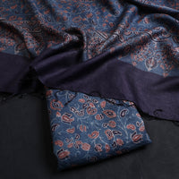 Blue - 2pc Block Print Tussar Silk Ajrakh Dress Material 23