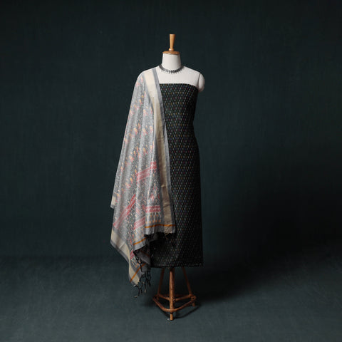 Pochampally Ikat Handwoven Sico 2pc Unstitched Dress Material Kurta Set 56