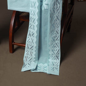 Applique Cutwork Cotton Unstitched Dress Material: Kurta, Bottom & Dupatta 10