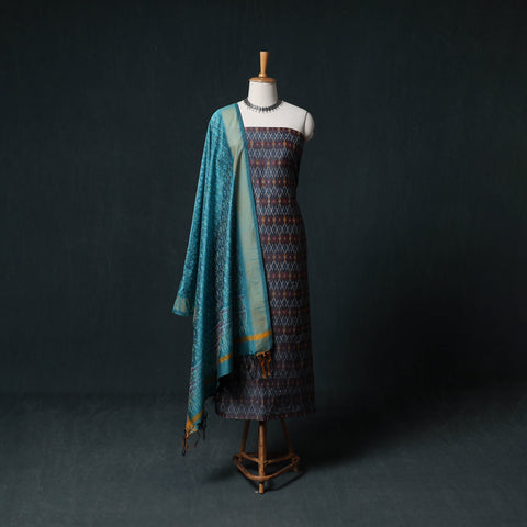 Pochampally Ikat Handwoven Sico 2pc Unstitched Dress Material Kurta Set 57