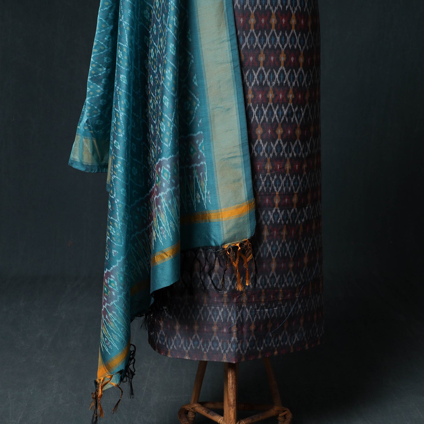 Pochampally Ikat Handwoven Sico 2pc Unstitched Dress Material Kurta Set 57