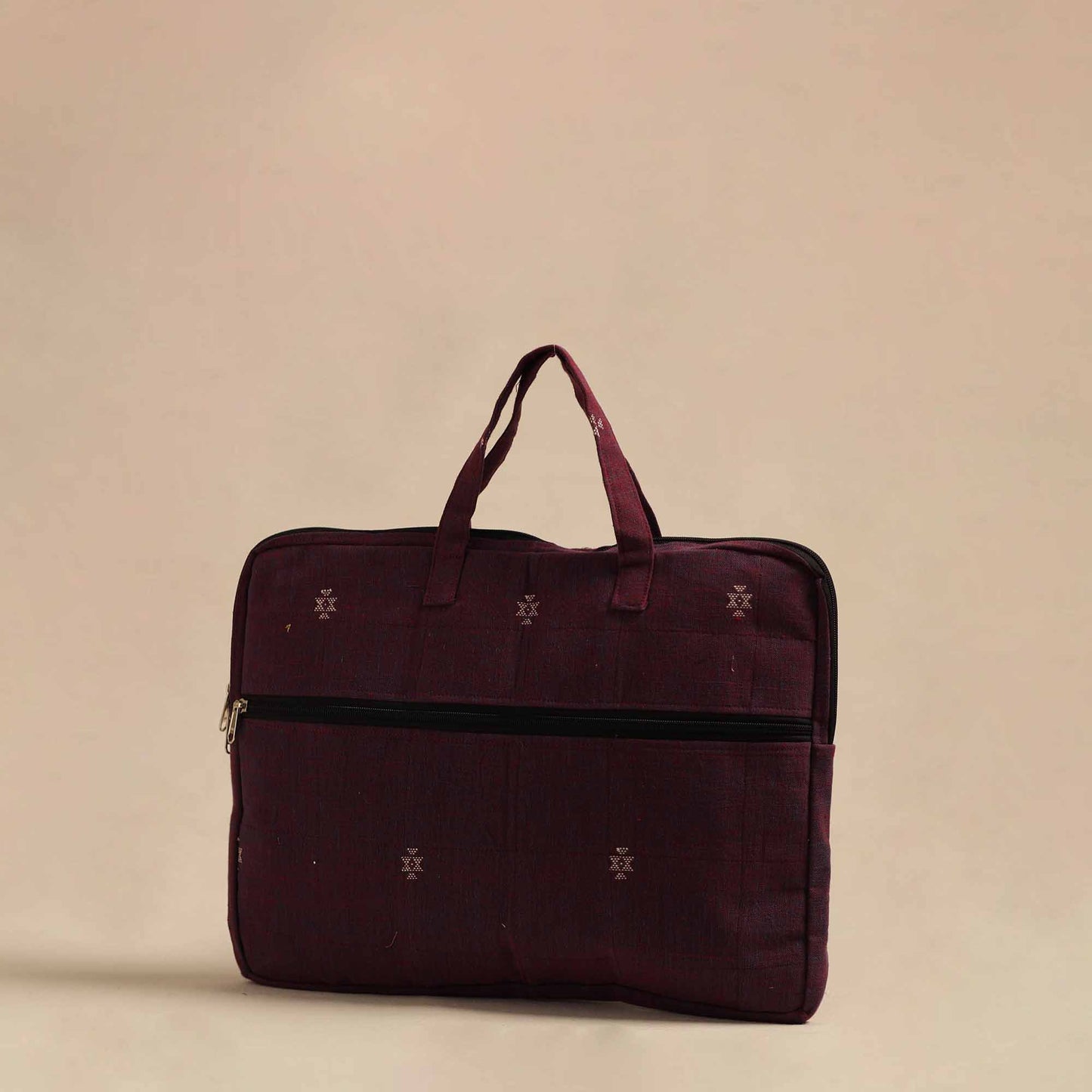 Maroon - Handmade Quilted Cotton Laptop Bag 04