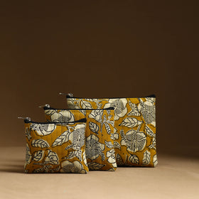 Yellow - handmade cotton multipurpose utility pouches (set