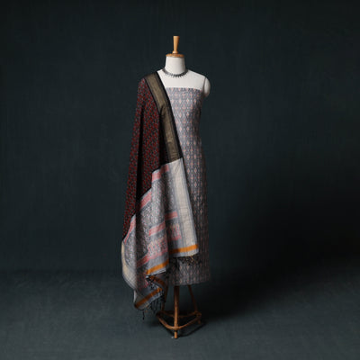 Pochampally Ikat Handwoven Sico 2pc Unstitched Dress Material Kurta Set 58