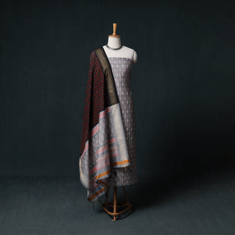 Pochampally Ikat Handwoven Sico 2pc Unstitched Dress Material Kurta Set 58