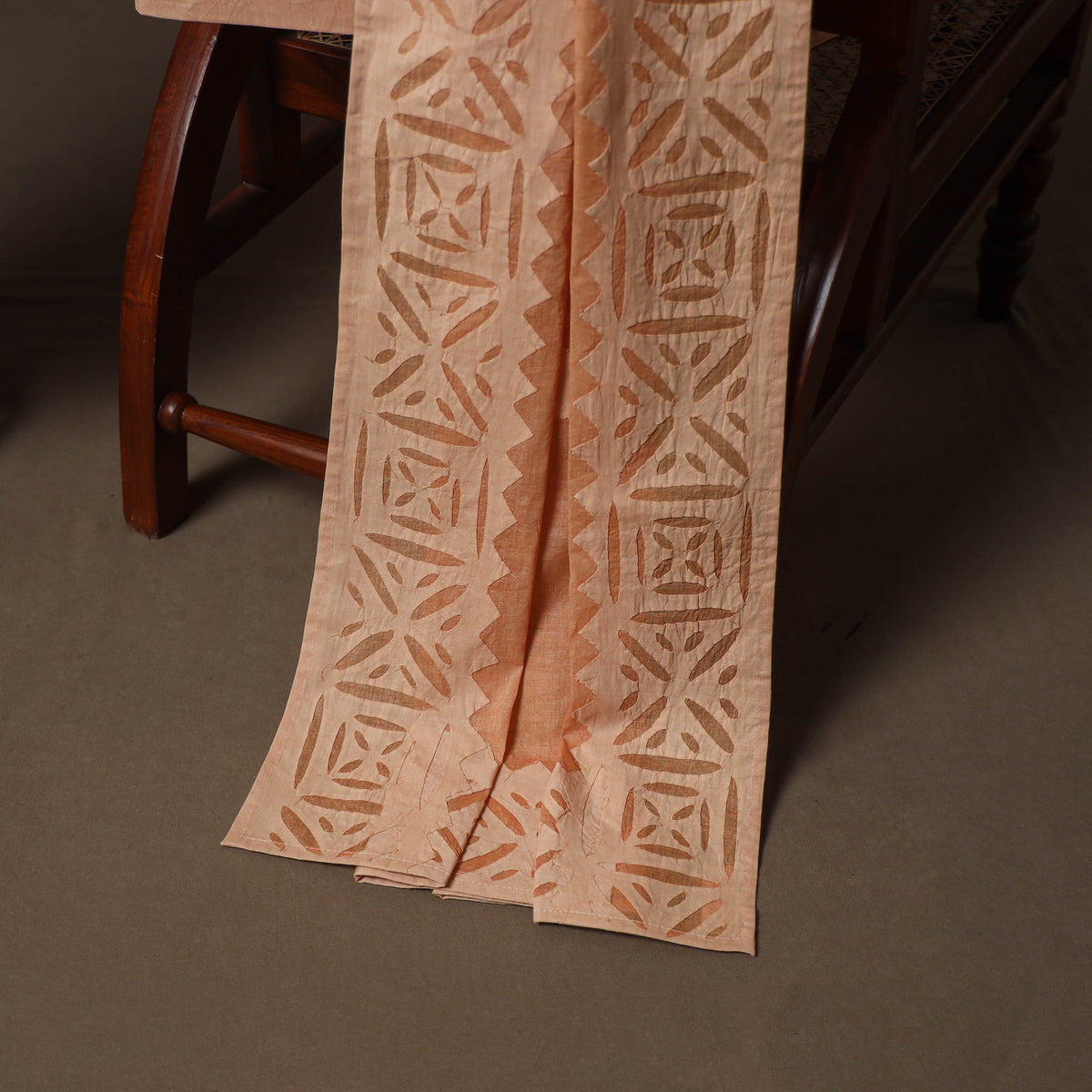 Applique Cutwork Cotton Unstitched Dress Material: Kurta, Bottom & Dupatta 12