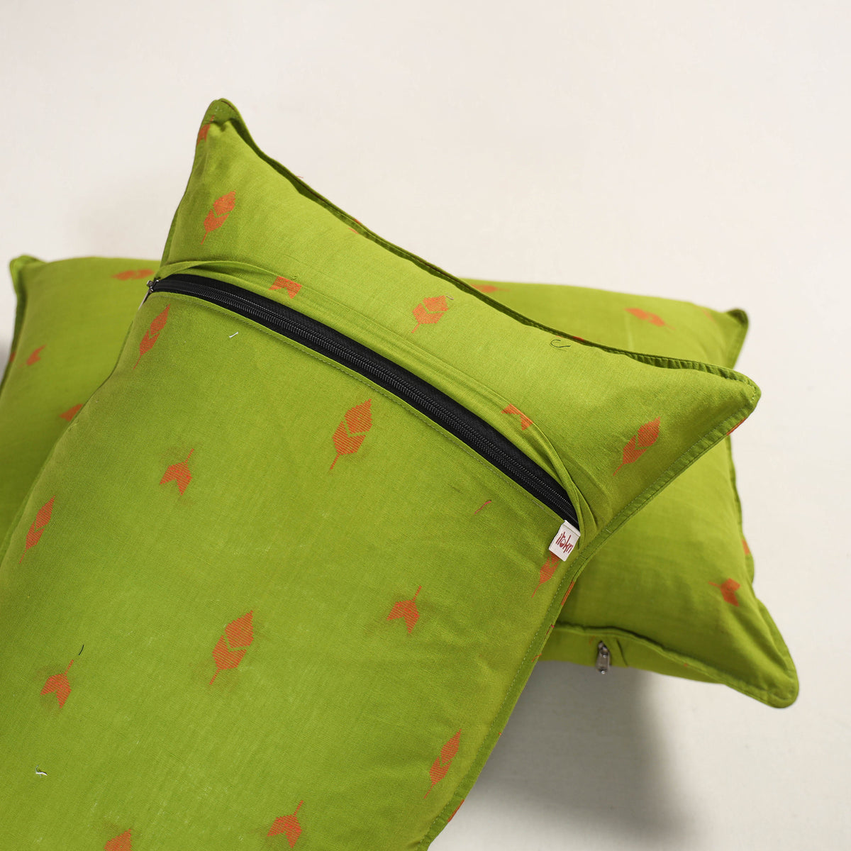 Green - jacquard pillow covers (set of 2) 85 - handcrafted