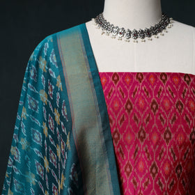Pochampally Ikat Handwoven Sico 2pc Unstitched Dress Material Kurta Set 59