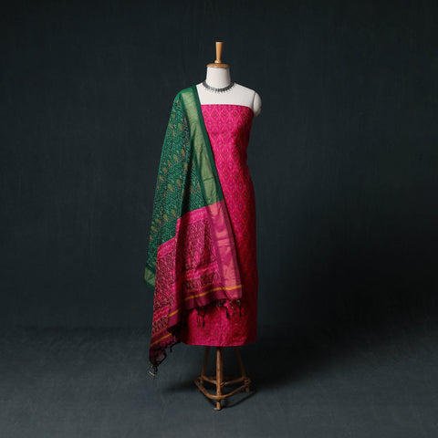 Pochampally Ikat Handwoven Sico 2pc Unstitched Dress Material Kurta Set 60