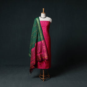 Pochampally Ikat Handwoven Sico 2pc Unstitched Dress Material Kurta Set 60
