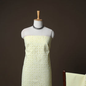 Applique Cutwork Cotton Unstitched Dress Material: Kurta, Bottom & Dupatta 14