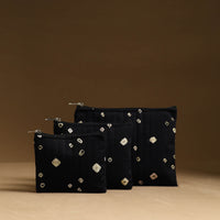 Black - Handmade Cotton Multipurpose Utility Pouches (set of 3) 15