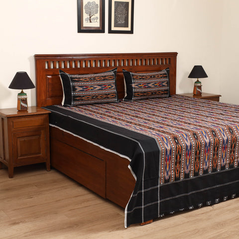 Pochampally Dabi Ikat Cotton Double Bedsheet Set (108 x 90 in) 01