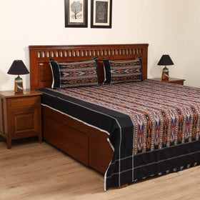 Black - Pochampally Dabi Ikat Cotton Double Bedsheet Set (108 x 90 in) 01