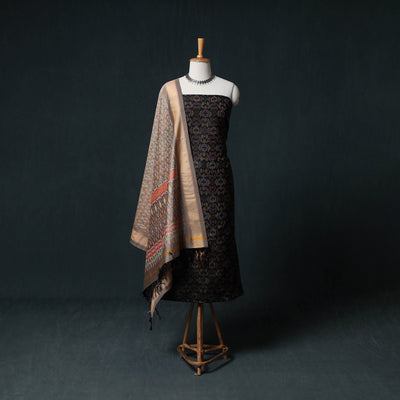 Pochampally Ikat Handwoven Sico 2pc Unstitched Dress Material Kurta Set 62