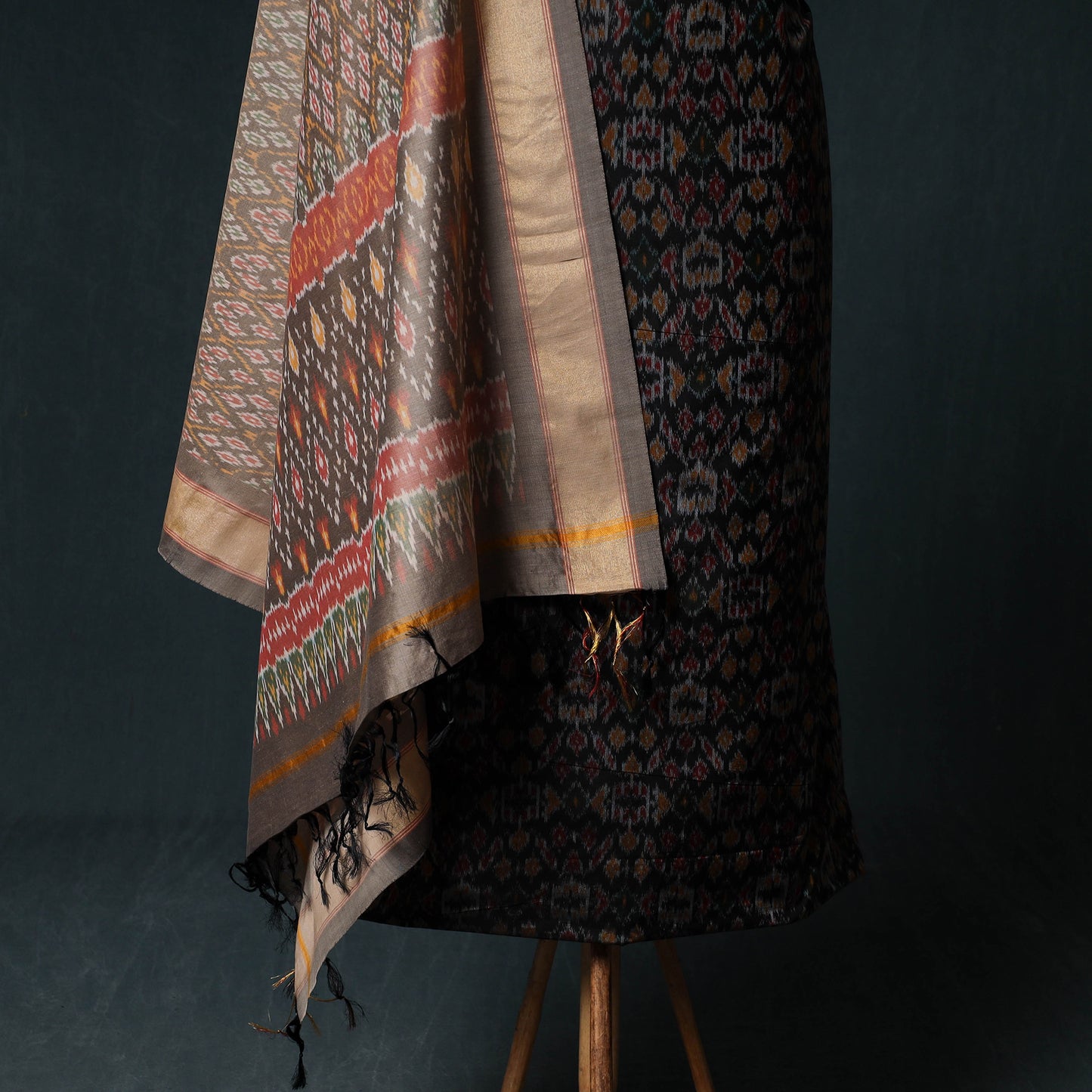 Pochampally Ikat Handwoven Sico 2pc Unstitched Dress Material Kurta Set 62