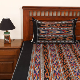 Black - Pochampally Dabi Ikat Cotton Double Bedsheet Set (108 x 90 in) 01