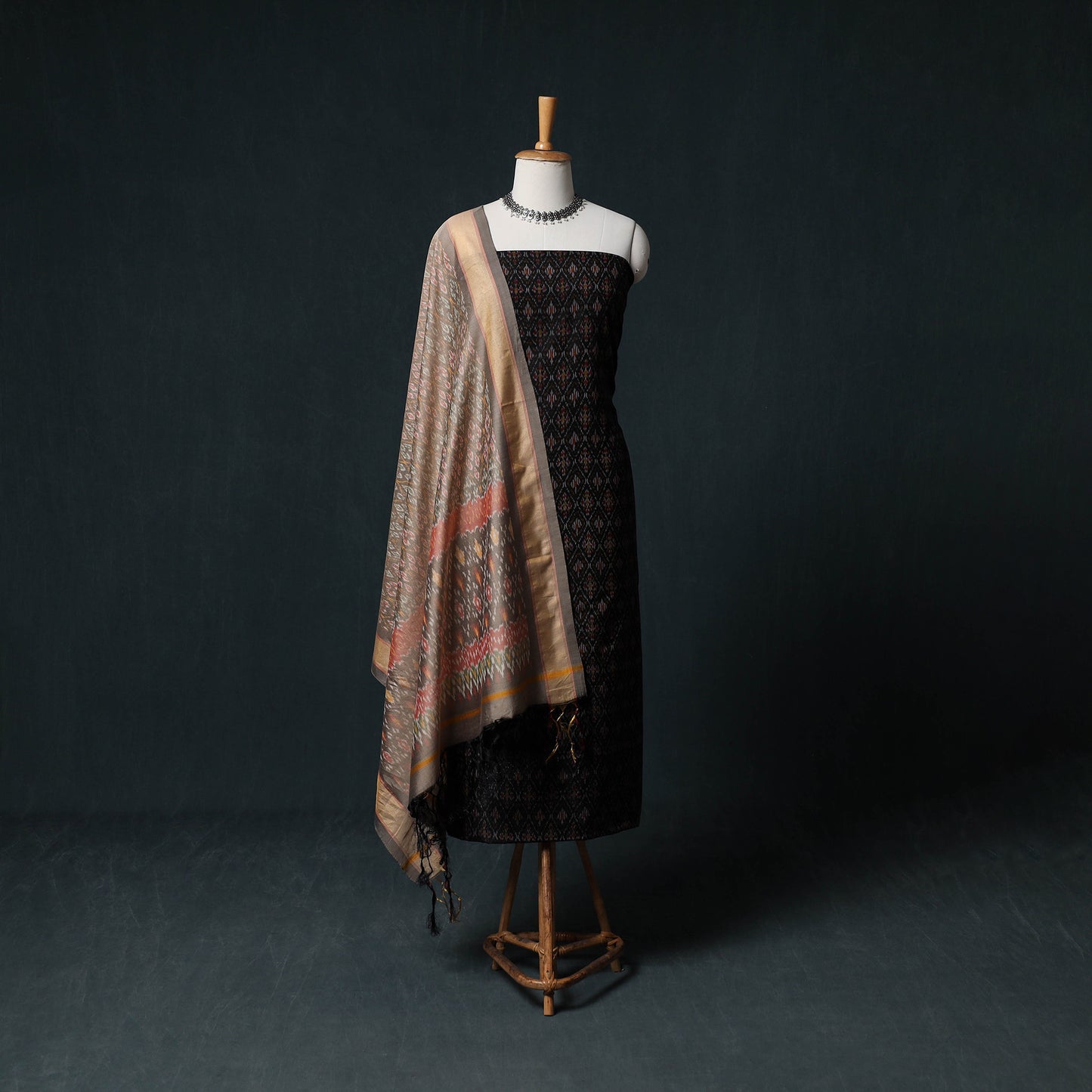 Pochampally Ikat Handwoven Sico 2pc Unstitched Dress Material Kurta Set 63