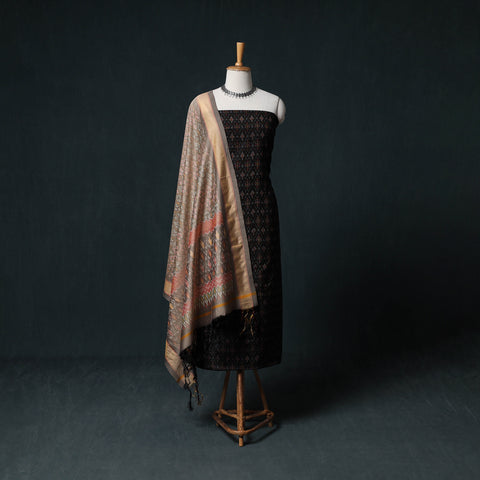 Pochampally Ikat Handwoven Sico 2pc Unstitched Dress Material Kurta Set 63