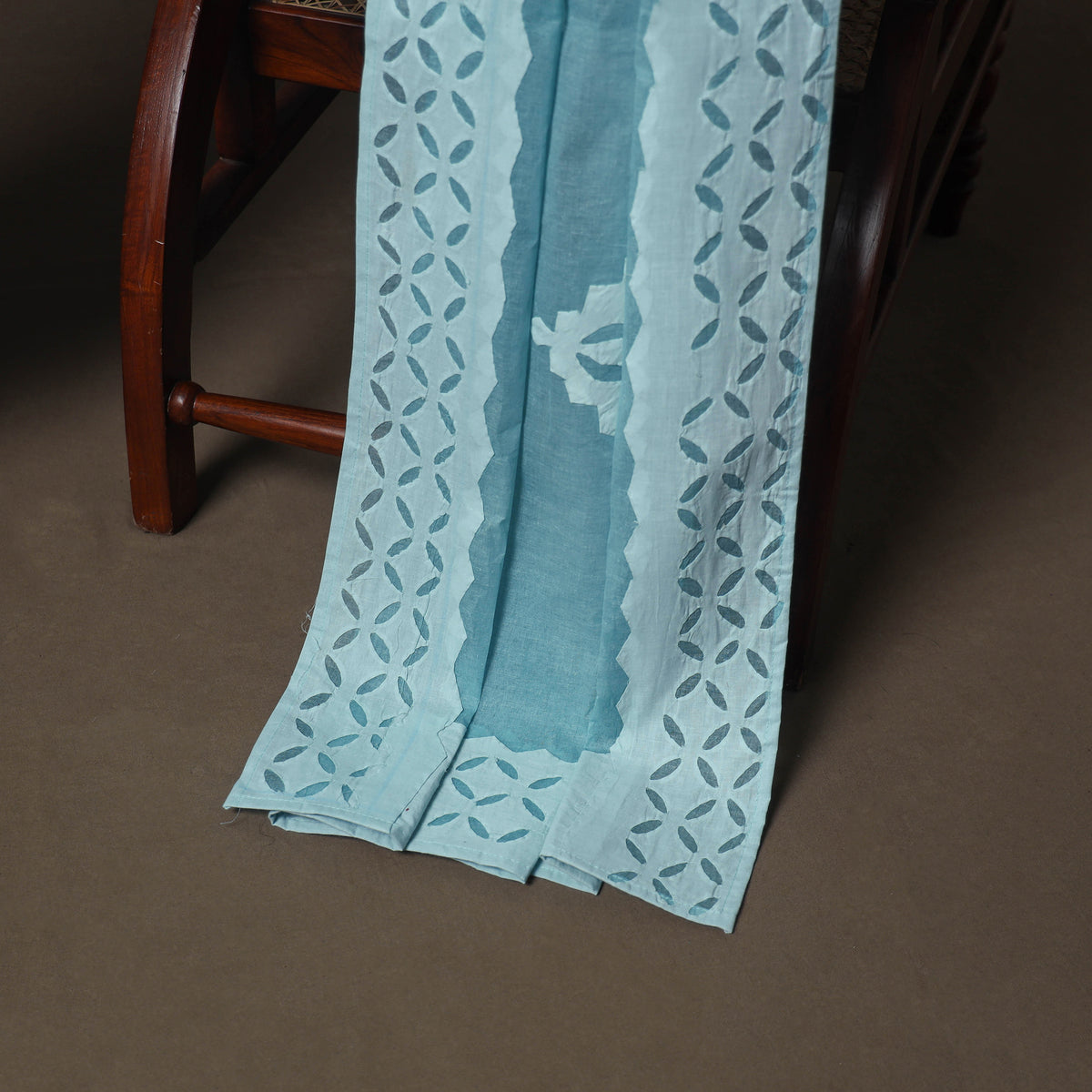 Applique Cutwork Cotton Unstitched Dress Material: Kurta, Bottom & Dupatta 15