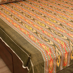 Green - Pochampally Dabi Ikat Cotton Double Bedsheet Set (108 x 90 in) 02