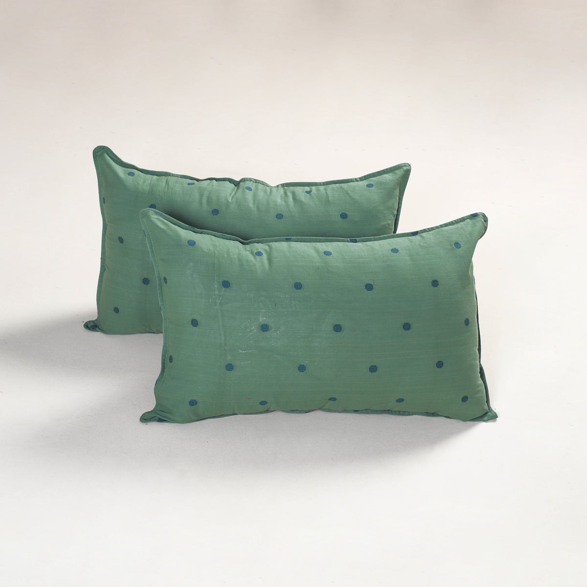 Green - jacquard pillow covers (set of 2) 91 - handcrafted