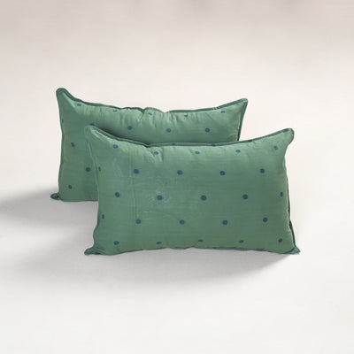 Green - jacquard pillow covers (set of 2) 91 - handcrafted
