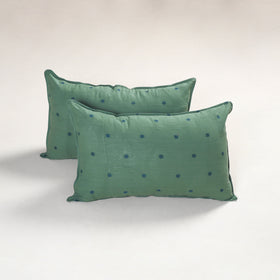 Green - jacquard pillow covers (set of 2) 91 - handcrafted