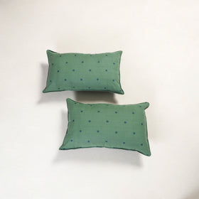 Green - jacquard pillow covers (set of 2) 91 - handcrafted